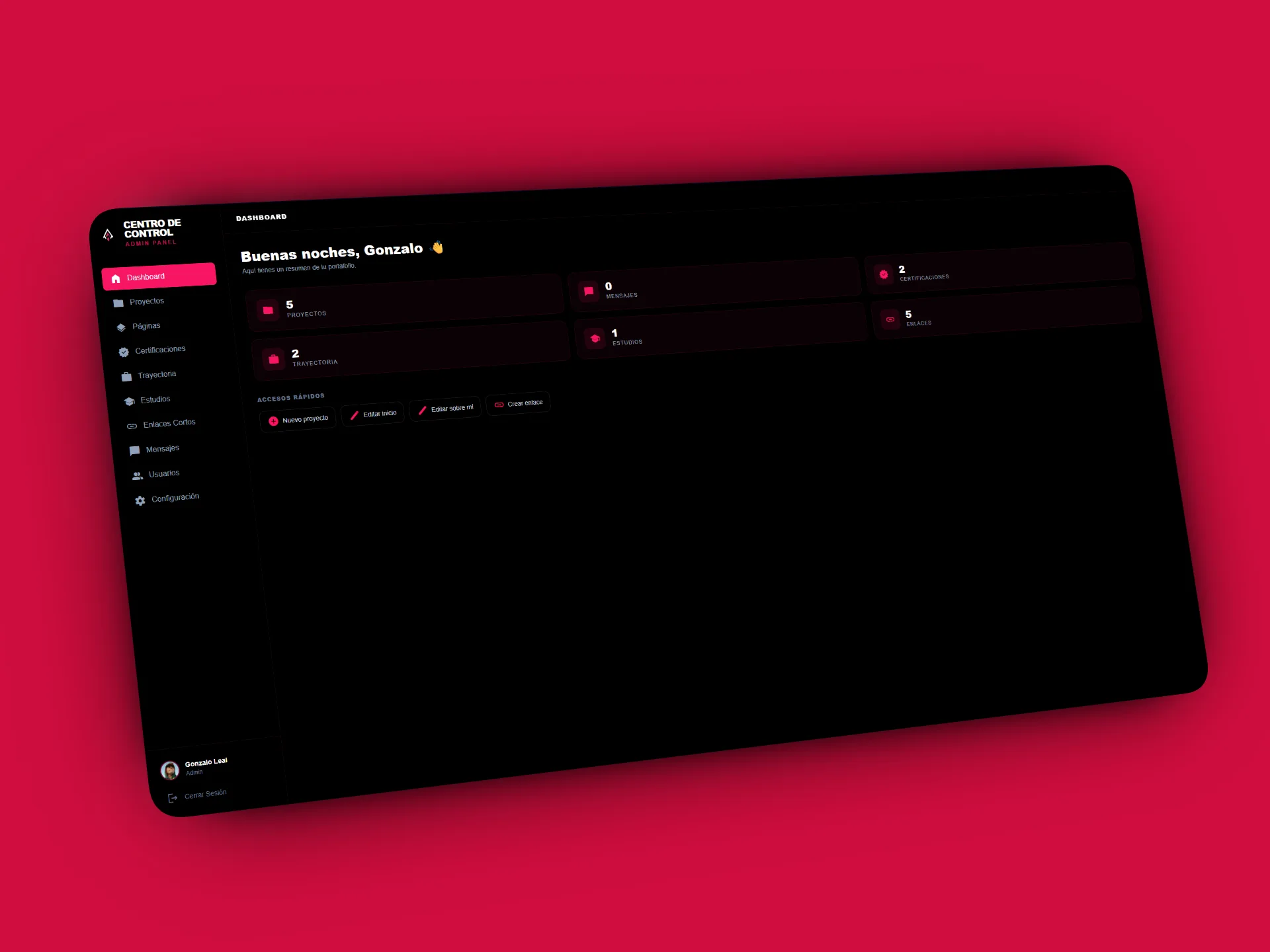 Custom CMS & API Engine para mi Portafolios